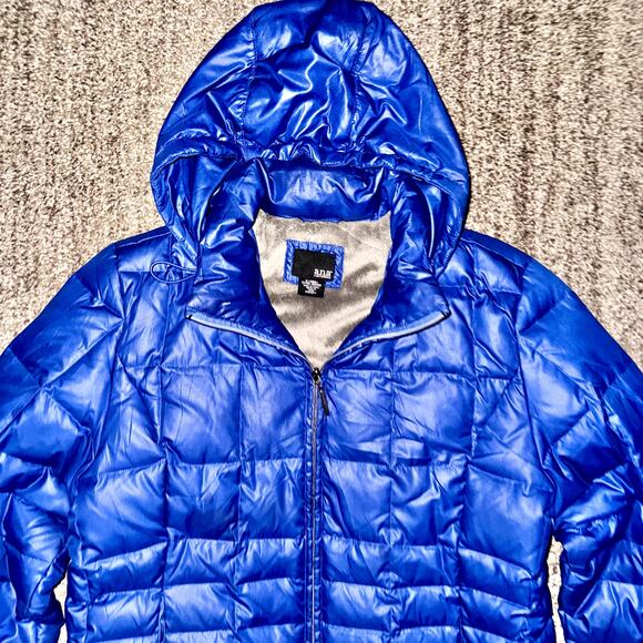 A.N.A Women's Fleece Fur Lined Down Full Zip Puffer Hooded Jacket in Blue - Picture 10 of 14